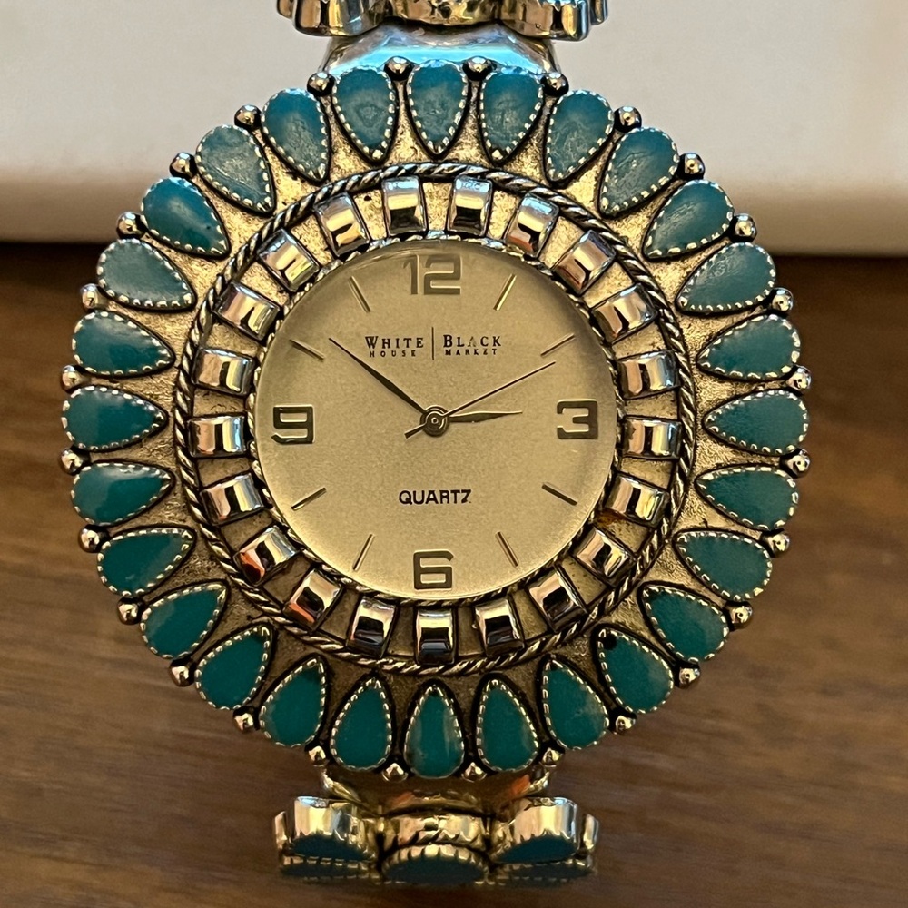 FINAL PRICE White House Black Market Quartz Turquoise and Silver Cuff Watch